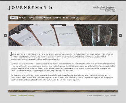 JourneymanRestaurant.com Home page